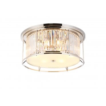 semi flush/pendant 6 light nickel and crystal
