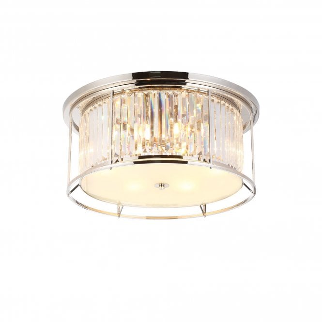 REGENCY Large Semi Flush in Polished Nickel and Clear Crystal