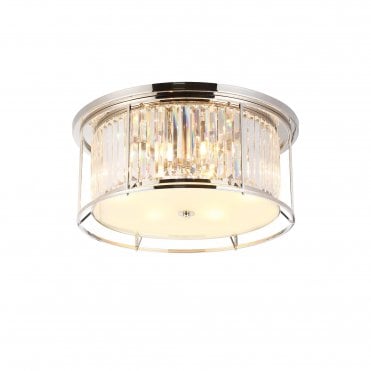 REGENCY Large Semi Flush in Polished Nickel and Clear Crystal