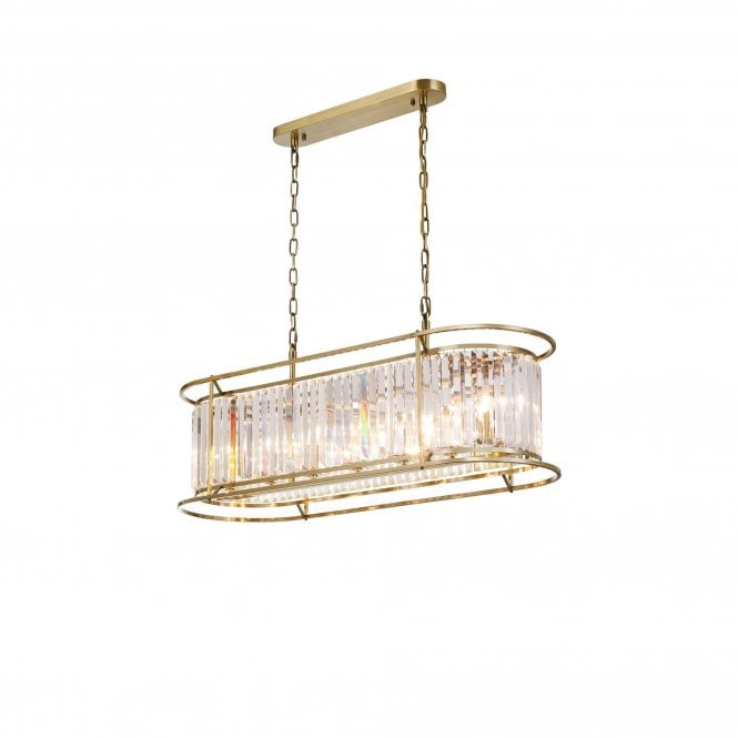 REGENCY Oval Pendant in Antique Brass with Clear Crystals