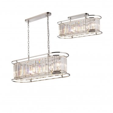 REGENCY Oval Pendant or Semi Flush Polished Nickel and Clear Crystal