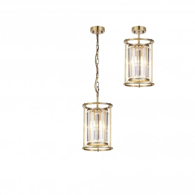 REGENCY Pendant Antique Brass with Clear Crystal
