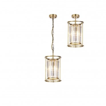 REGENCY Pendant Antique Brass with Clear Crystal