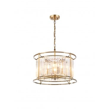 semi flush/pendant 6 light nickel and crystal