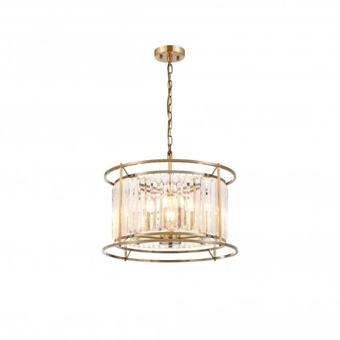 REGENCY Pendant & Semi Ceiling finished in Antique Brass and Clear Crystal