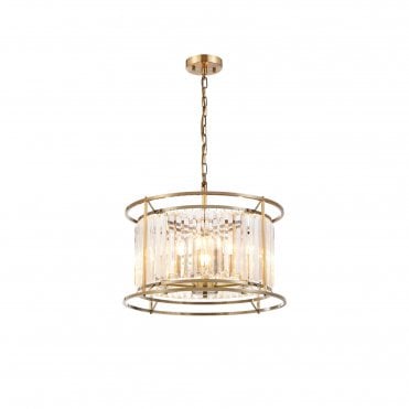 REGENCY Pendant & Semi Ceiling finished in Antique Brass and Clear Crystal