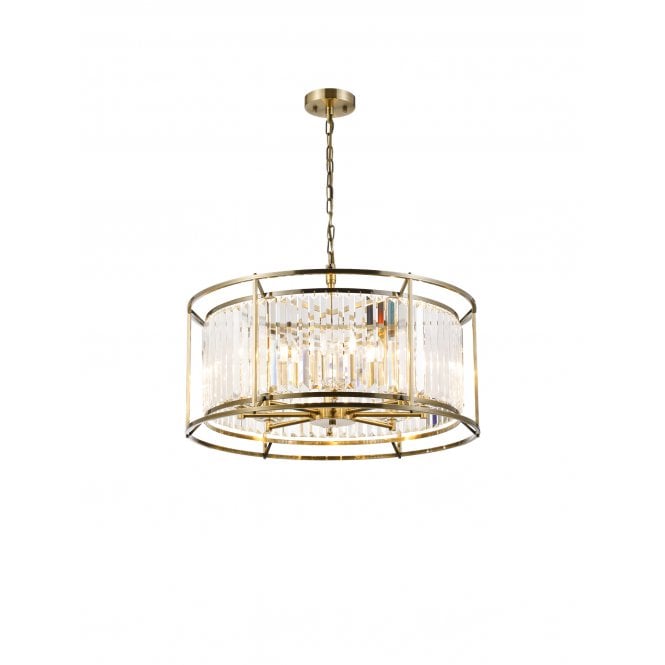 REGENCY Pendant / Semi Ceiling in Antique Brass and Crystal