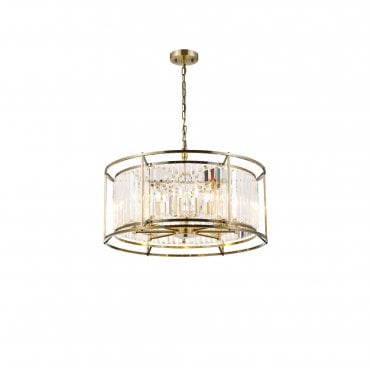 REGENCY Pendant / Semi Ceiling in Antique Brass and Crystal