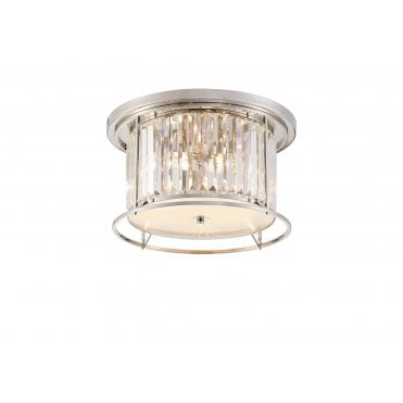 semi flush/pendant 4 light nickel and crystal