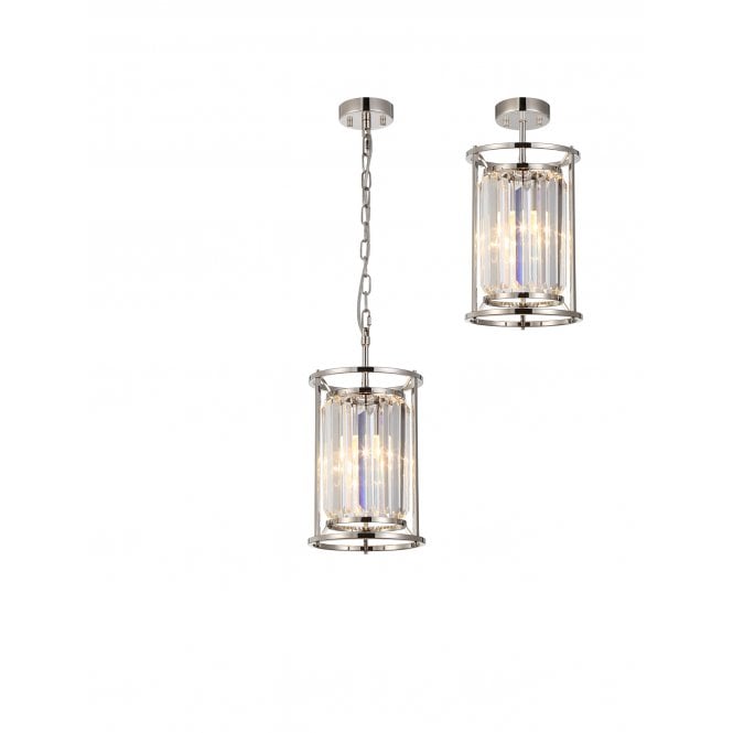 REGENCY Single Pendant in Polished Nickel and Clear Crystal 