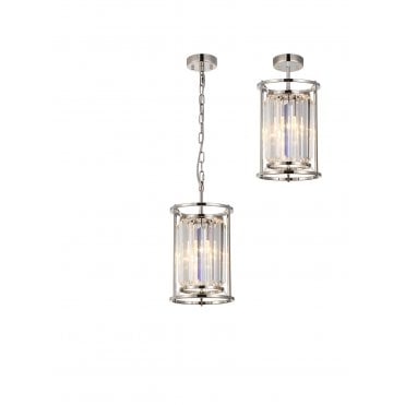 single polished nickel and crystal pendant 
