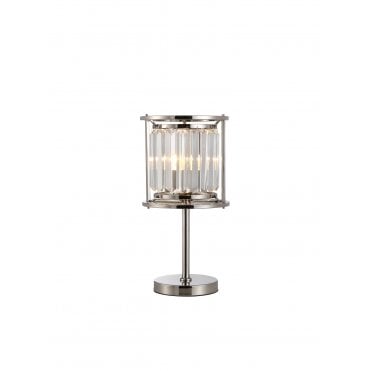 Table Lamp Small in Nickel and Clear glass Crystal