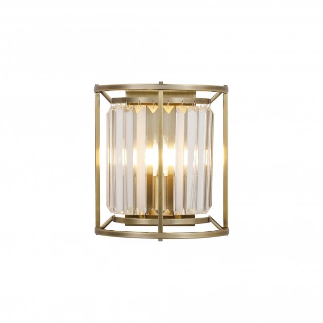 REGENCY Wall Lamp in Antique Brass and Clear Crystal