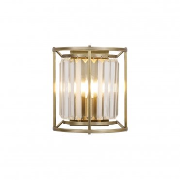  brass wall light with crystal 