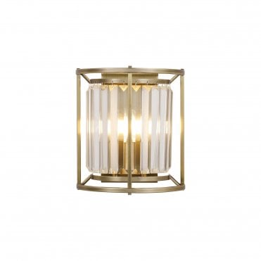 REGENCY Wall Lamp in Antique Brass and Clear Crystal