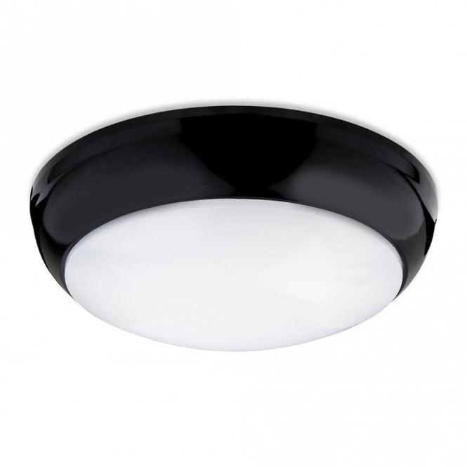 REGIS LED Flush Fitting, Black Polycarbonate with Opal Diffuser