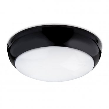 REGIS LED Flush Fitting, Black Polycarbonate with Opal Diffuser