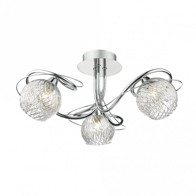 REHAN - 3 Light Semi Flush Ceiling Polished Chrome Polished Chrome