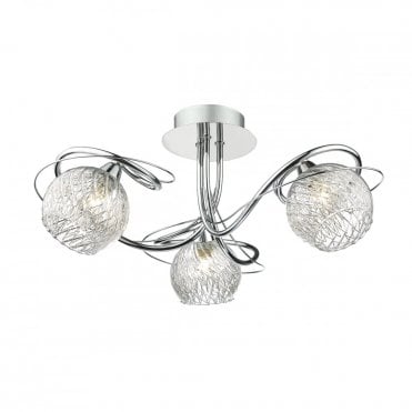 REHAN - 3 Light Semi Flush Ceiling Polished Chrome Polished Chrome