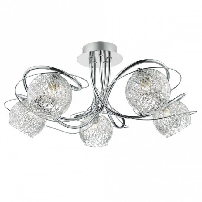 REHAN - 5 Light Semi Flush Ceiling Polished Chrome Polished Chrome