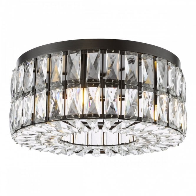 Relena Flush Matte Black and Crystal 4 Light