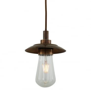 Industrial IP65 Bathroom Ceiling Pendant Antique Brass