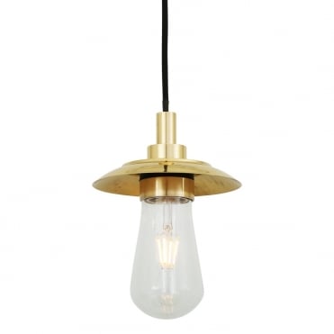 Industrial IP65 Bathroom Ceiling Pendant Polished Brass