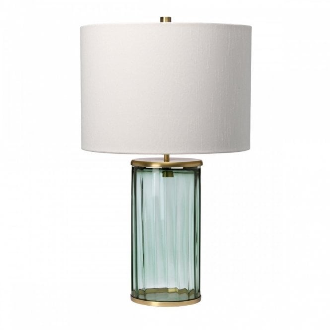 RENO Table Lamp Green Glass Aged Brass