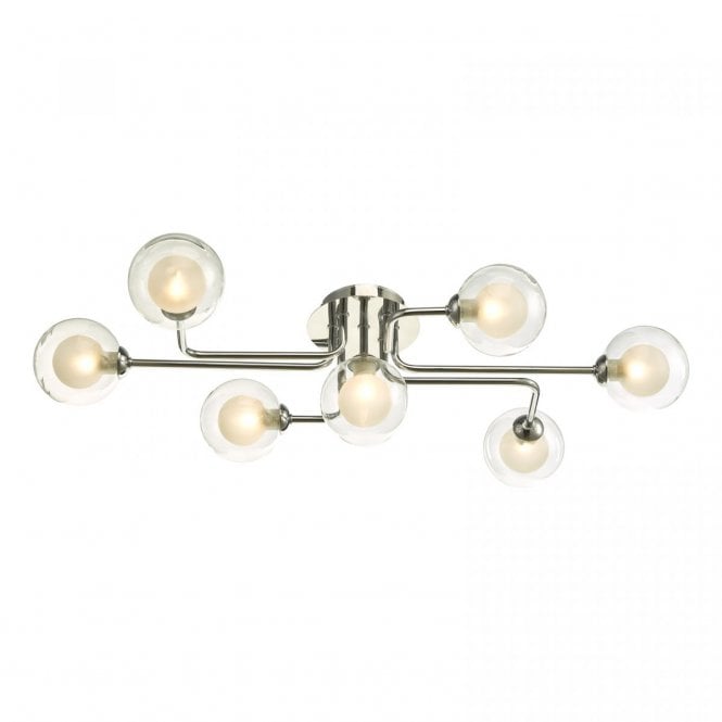 REYNA 7 Light Semi Flush Polished Chrome With Opal Glass
