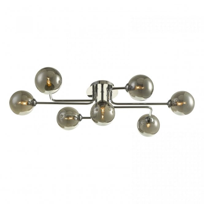 REYNA 7 Light Semi Flush Polished Chrome With Smoked Glass
