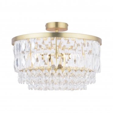 Laura Ashley RHOSILL 3 Light Semi Flush Glass & Antique Brass
