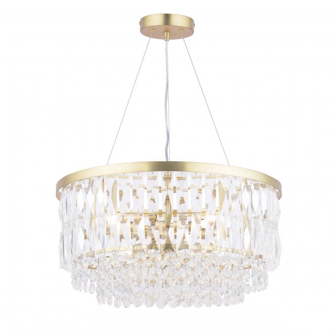 Rhosill 4 Light Pendant Crystal and Matt Antique Brass