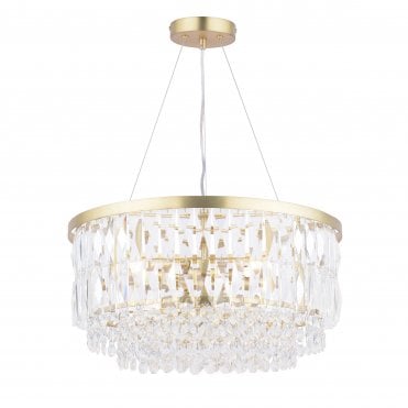 Laura Ashley RHOSILL 4 Light Pendant Glass & Antique Brass turned on