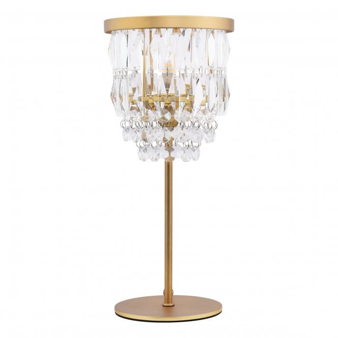Rhosill Table Lamp Crystal and Matt Antique Brass