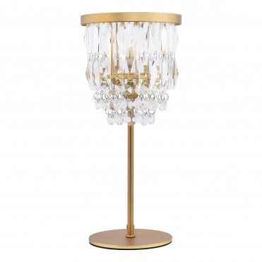 matt antique brass and crystal table lamp