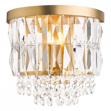antique brass and crystal traditional wall light