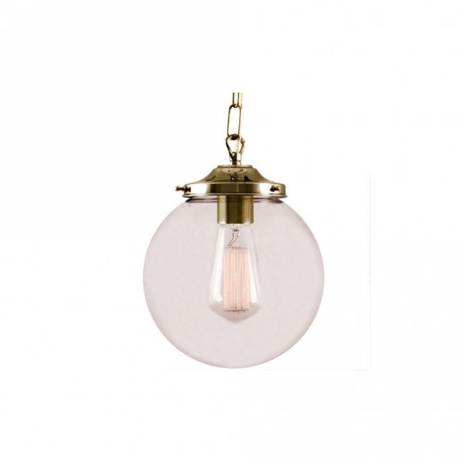 RIAD - 20Cm Clear Globe Ceiling Pendant In Polished Brass