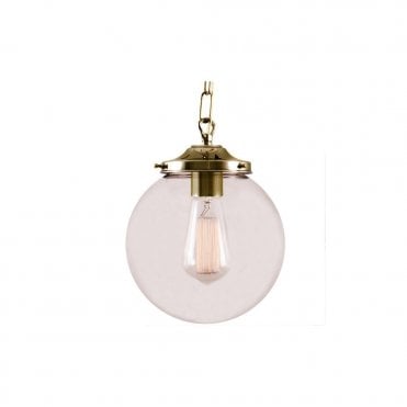 RIAD - 20Cm Clear Globe Ceiling Pendant In Polished Brass