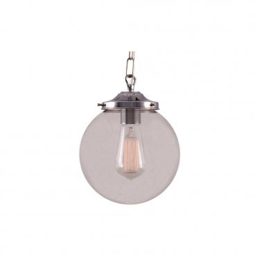 RIAD - 20Cm Clear Globe Ceiling Pendant In Polished Chrome