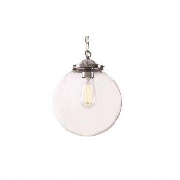 RIAD - 25Cm Clear Globe Ceiling Pendant In Polished Chrome