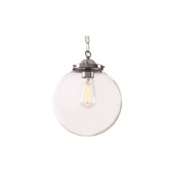 RIAD - 25Cm Clear Globe Ceiling Pendant In Polished Chrome