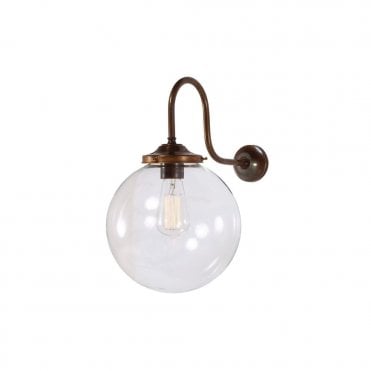 RIAD - 25Cm Clear Globe Wall Light In Antique Brass