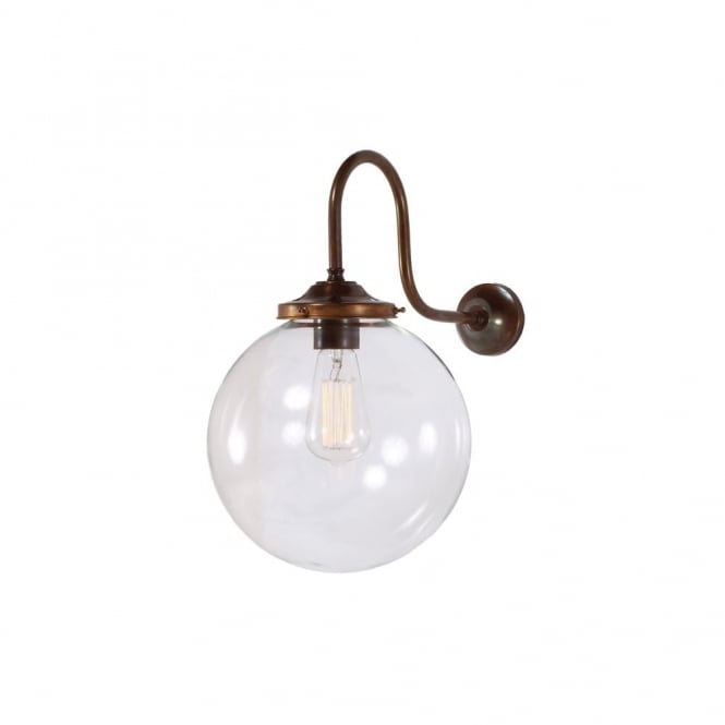 RIAD - 25Cm Clear Globe Wall Light In Antique Brass