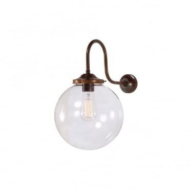 RIAD - 25Cm Clear Globe Wall Light In Antique Brass