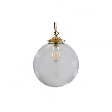 RIAD - 30Cm Clear Globe Ceiling Pendant In Polished Brass