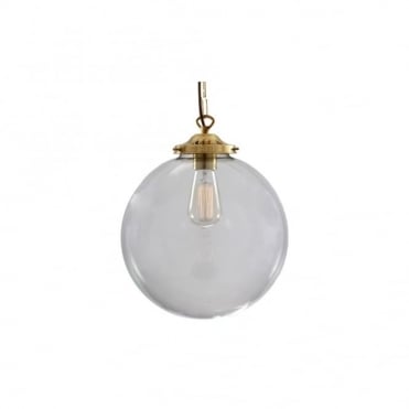 RIAD - 30Cm Clear Globe Ceiling Pendant In Polished Brass