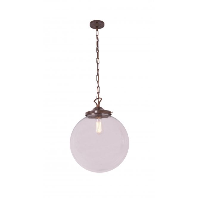 RIAD - 35Cm Clear Globe Ceiling Pendant In Antique Brass