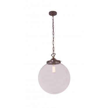 RIAD - 35Cm Clear Globe Ceiling Pendant In Antique Brass