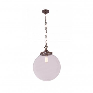 RIAD - 35Cm Clear Globe Ceiling Pendant In Antique Brass
