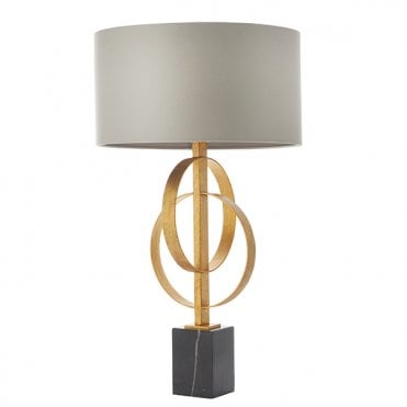 Double Hoop Gold Leaf Table Light With Mink Shade